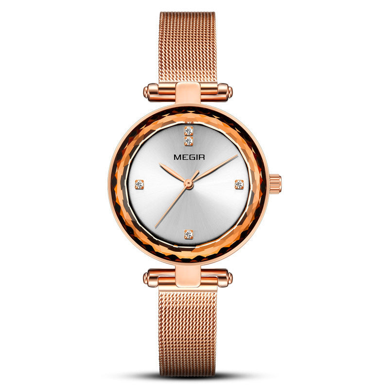 Stilvolle Quarz Damenuhr mit Stahlband und Diamant-Akzenten