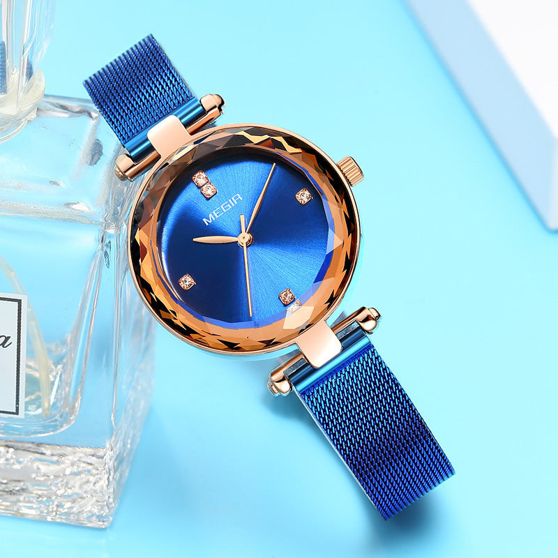 Stilvolle Quarz Damenuhr mit Stahlband und Diamant-Akzenten