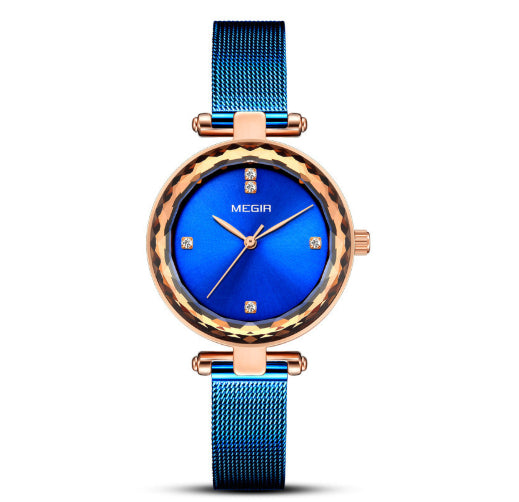 Stilvolle Quarz Damenuhr mit Stahlband und Diamant-Akzenten