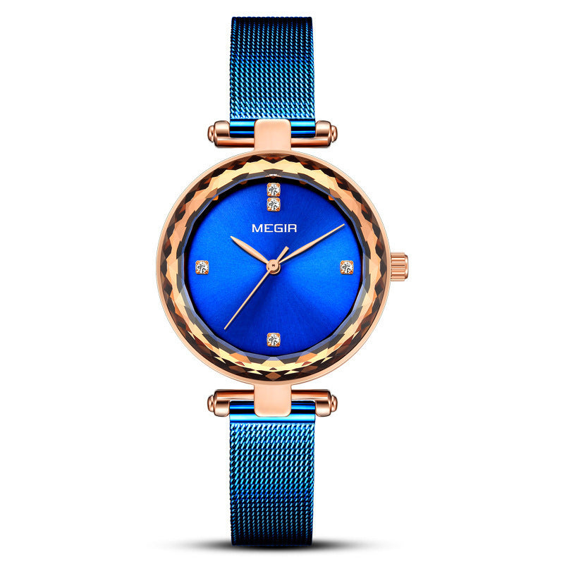 Stilvolle Quarz Damenuhr mit Stahlband und Diamant-Akzenten