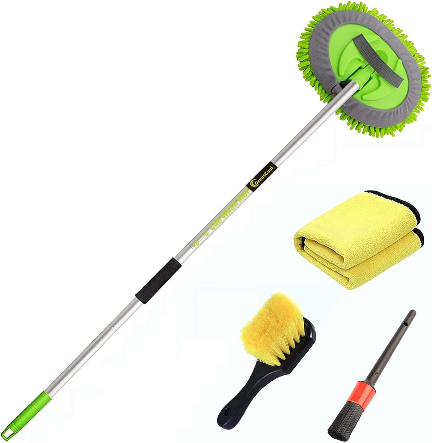 160CM Autowaschbürste Waschbürste Auto Mit Langer Griff, 2 in 1 Mikrofaser Chenille Autowaschmopp Waschhandschuh Reinigungsbürste Für Auto RV Trucks Wohnwagen Wohnmobil